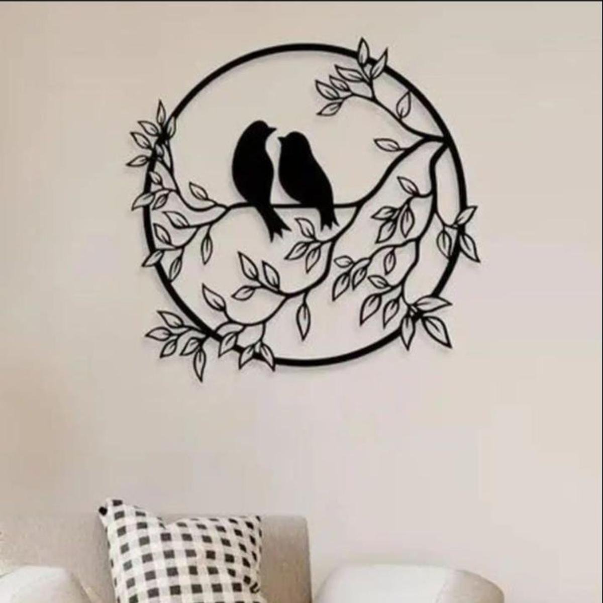 Wooden Birds Wall Decor Outdoor Wooden Wall Art, Birds on Branch Wooden Bird Wall Sculpture Wall Hanging Sign Wall Art Decor, Hanging Decorations for Room Bedroom etc
