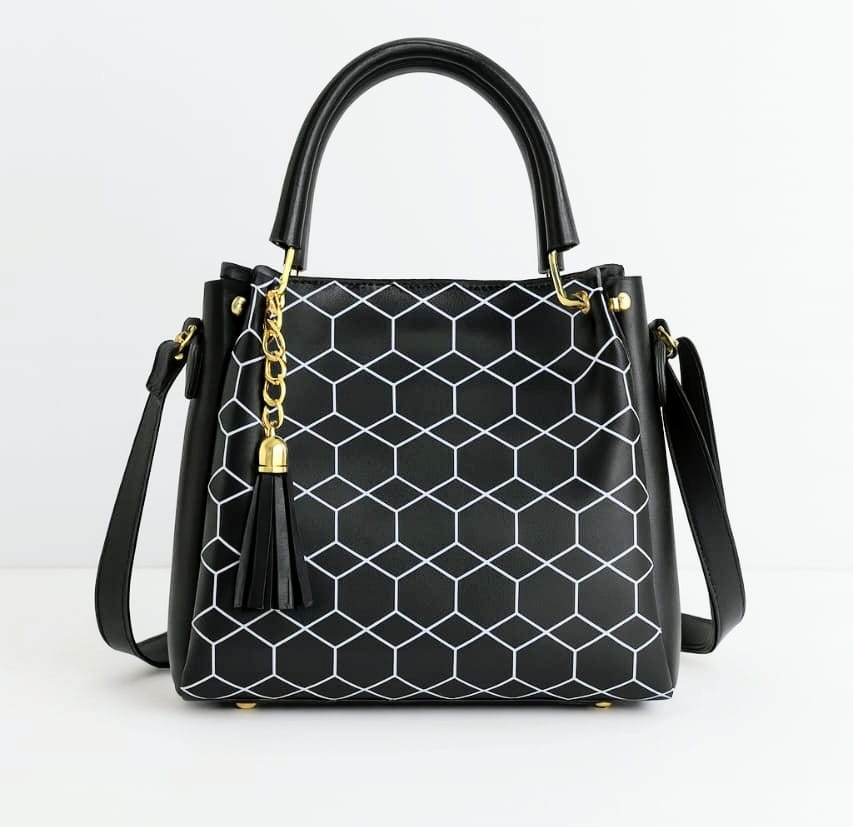 Zushaam-Hand bag for girls Black & White Leather bags for girls Cross body bags for girls and ladies Shoulder bag for girls with adjustable starp For Women