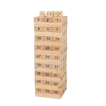 Jenga Wooden Blocks 54 Pieces with 4 Dice Kids and Adults Fun