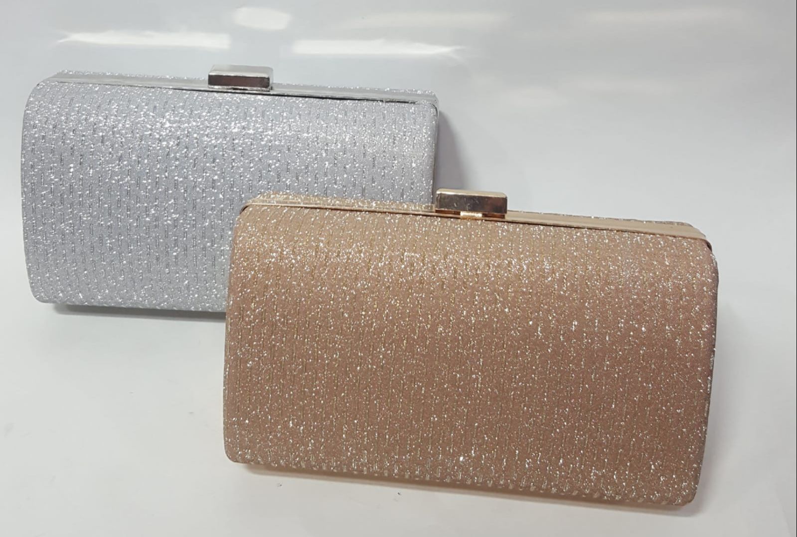 Elegant Shimmer Glitter Clutch Bag - Available in Gold & Silver for Weddings, Parties & Evenings