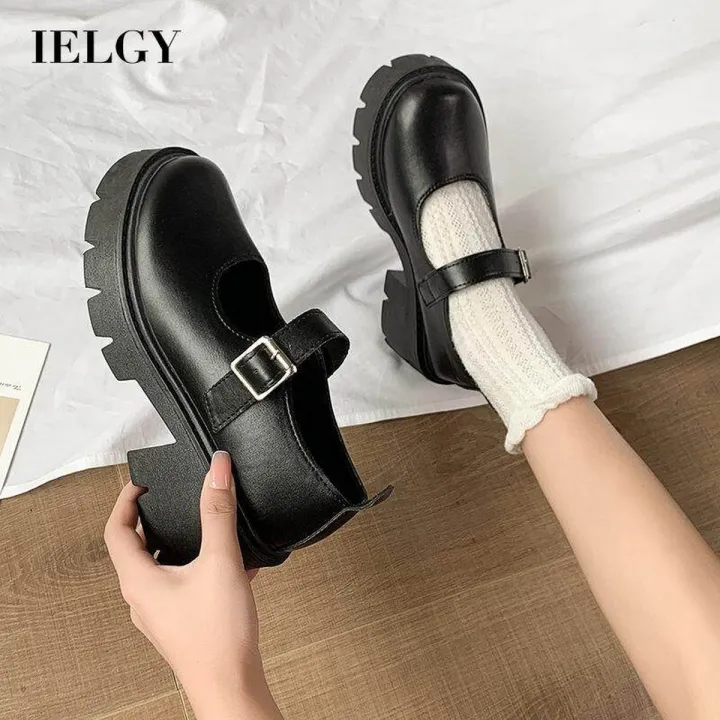 IELGY thick-soled college style Korean style small leather shoes women: Buy  Online at Best Prices in Pakistan 