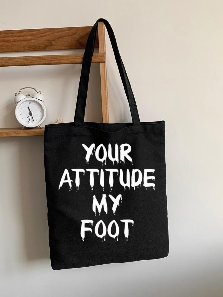 Floral Printed Black Canvas Tote for Her