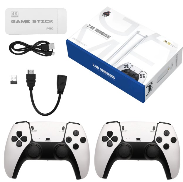 M15 Plus Game Stick 4K, 64 GB 20,000 Plus built in games and Video Game Console Retro Classic Games 2.4G Double Wireless Controller for PS1/GBA/SNES