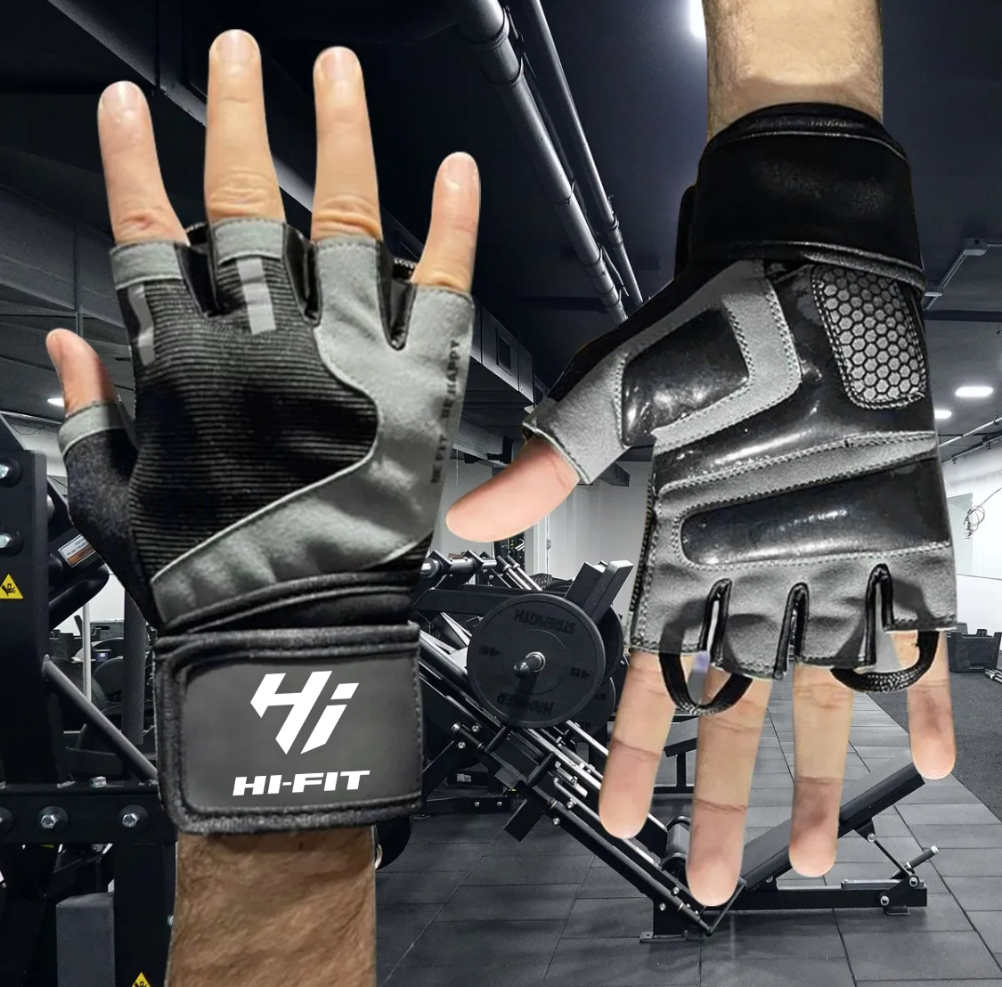 Hi-Fit  Weightlifting Gym Gloves for Workout,Full Protection Gym Cross Training Pull Ups Exercise