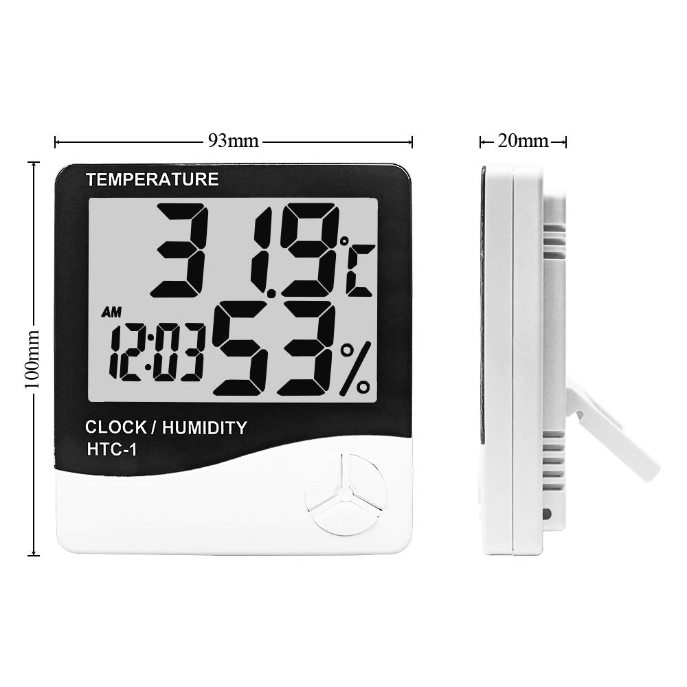HTC-1 Electronic Temperature Humidity Meter, For Medical Indoor Room LCD Digital Thermometer Hygrometer Weather Station Alarm Clock
