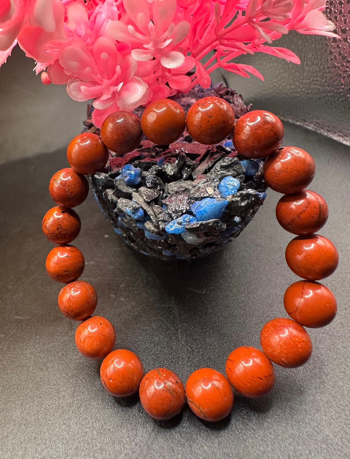 Natural Red Jasper Beaded Bracelet 10mm | Handmade Gemstone Healing Stone Jewelry for Men & Women