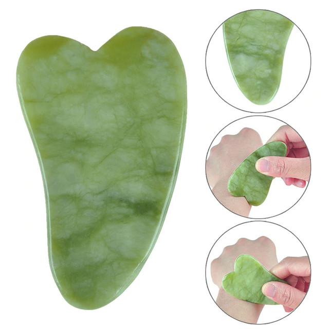 Anti-Aging Natural Stone Jade Gua Sha Heart Shape Scrapper for Face Massage Slimming Facial Relaxation and Face Lift