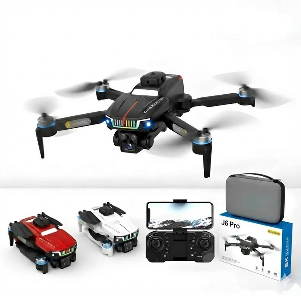 J6 Pro Drone Brushless Motors HD Camera RC Quadcopter with Wi-Fi FPV, Headless Mode, One-Key Takeoff/Landing, Altitude Hold, Obstacle Avoidance & Remote Control – Beginner Camera Drone