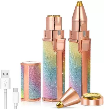 Premium Facial Hair Remover Machine Razor - Rechargeable Trimmer Tool for Women - Best Quality Chargeable Electric Shaver for Upper Lip, Chin, Cheeks & Eyebrows - 2 in 1 Eyebrow Trimmer - Painless, Pocket Sized & Lipstick Shape