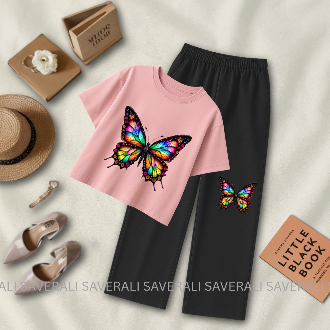 2-Piece Crop Top Set – Tee & Flapper Bottoms for Women and Girls