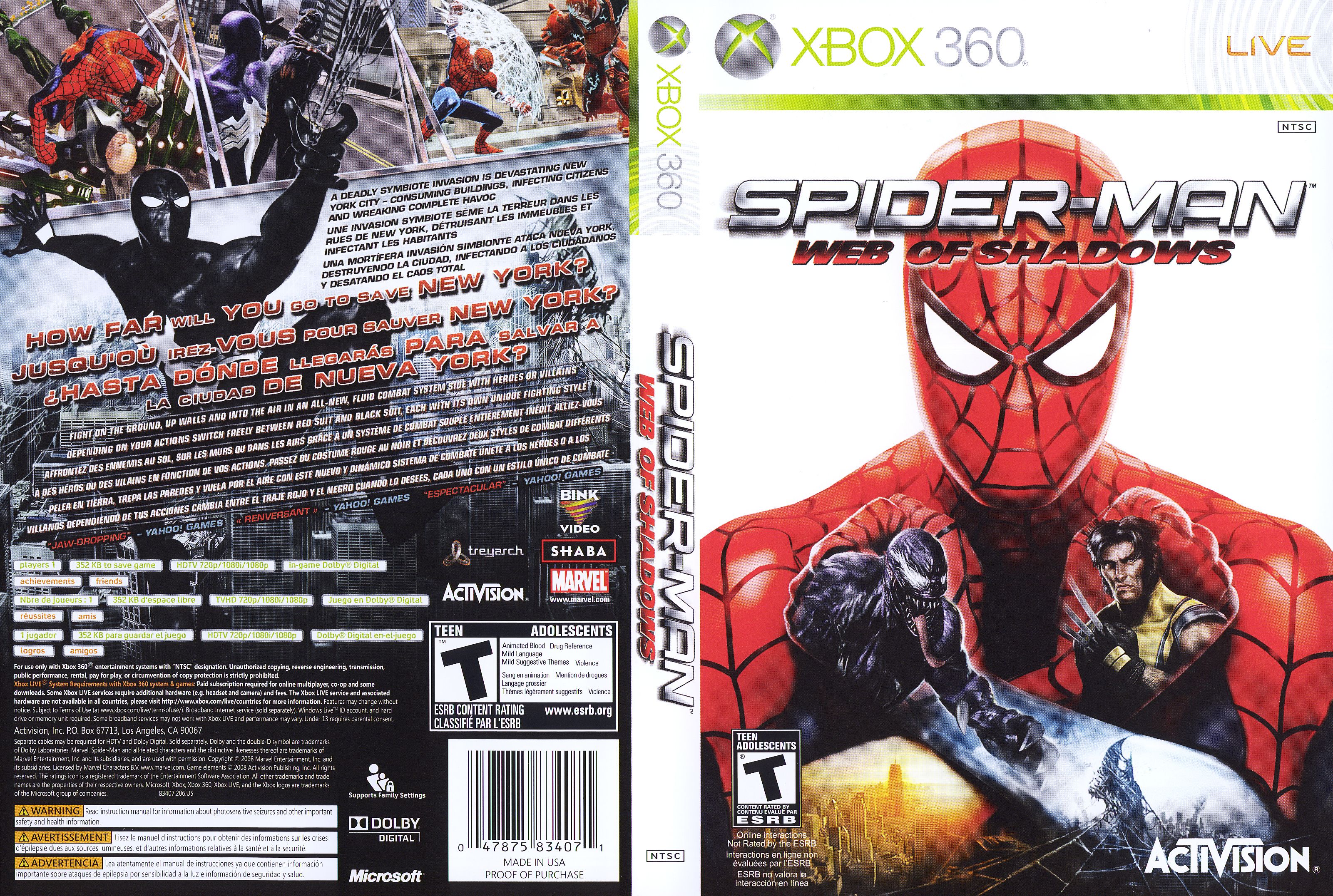 Spider-Man Web of outlet Shadows for Xbox 360