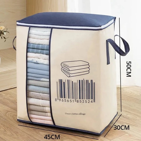 Wardrobe Barcode Bag with Barcode Pattern, Double Zipper Quilt Storage, Bedsheet and Blanket Storage Box, Foldable Travel Bag for Women, Handbags, and Luggage