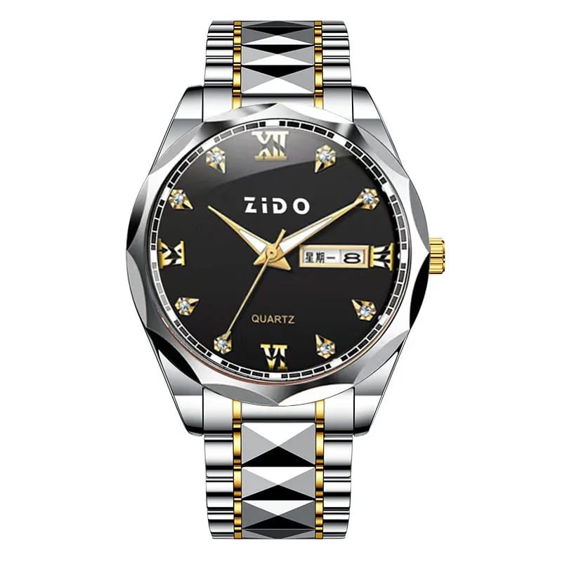 BINBOND Watch for Men Stainless Steel Quartz Watch Business and Casual Style Silver Dual-Tone Date Function