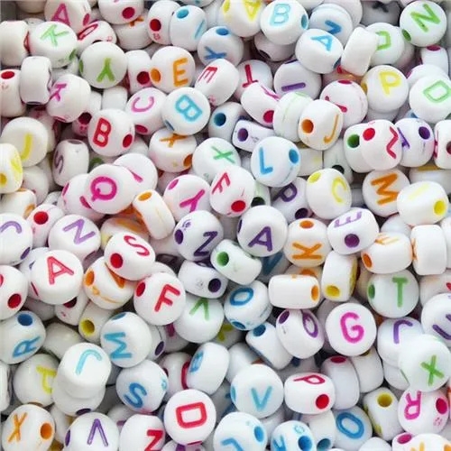 100Pcs 7mm MultiColor Letter Loose Spacer Alphabet White Acrylic Beads For DIY Jewelry Making