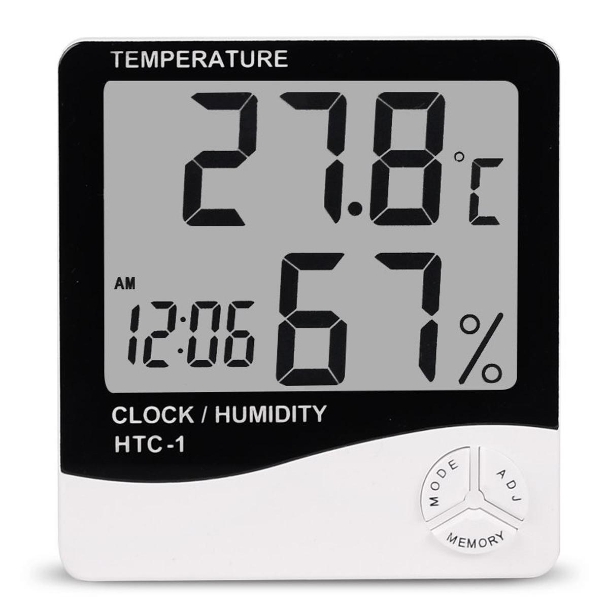 HTC-1 Digital Thermometer Hygrometer with Clock & Calendar – Temperature & Humidity Meter | Affordable Thermometer for Home & Office in Pakistan