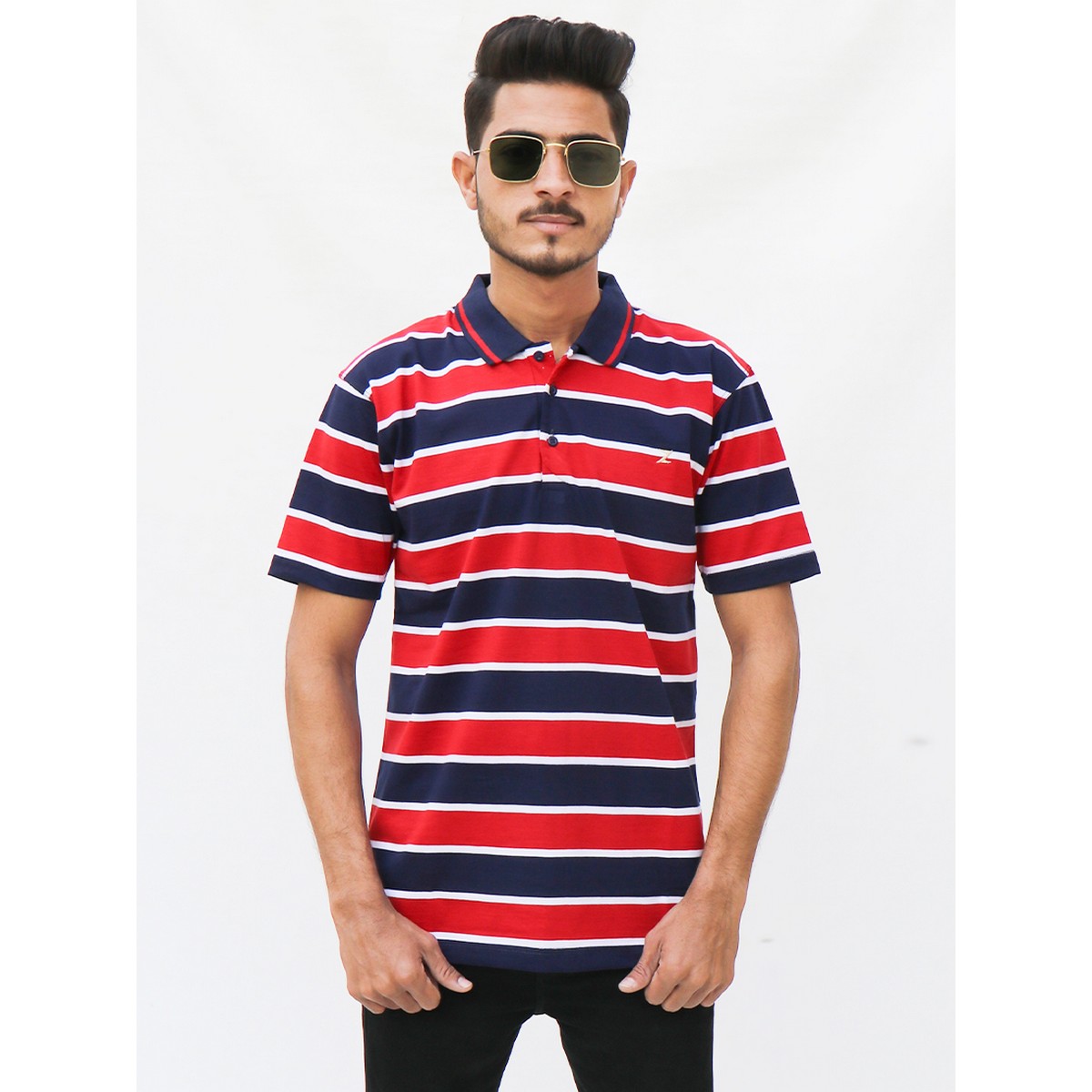 Cut Price Polo T shirt For Men Red Awning Stripes Price In Pakistan 