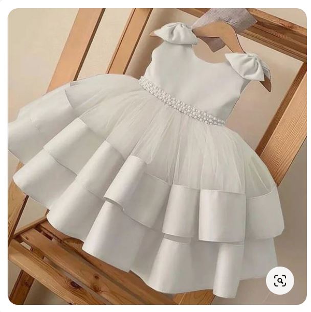 Pearl White Net and Silk Dress for Girls – Elegant Party Wear Girls Dress