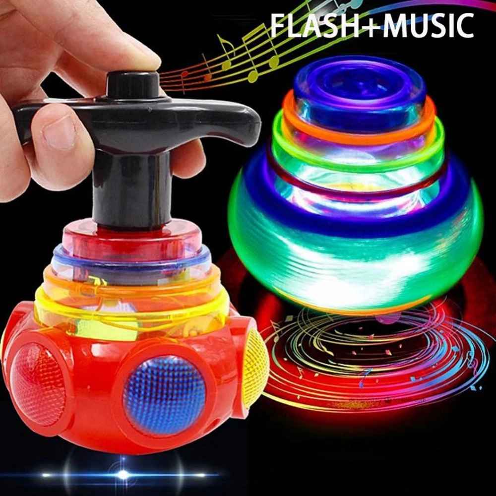 New Spinning Top Flash Luminous Spinning Tops Toy Colorful Top Ejection Toy Flashing Led Gyroscope Children Classic Toys