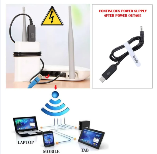 Router Cable WiFi to Powerbank Cable Connector DC 5V 9V 12V USB Cable Boost Converter Step-up Cord for Wifi Router Module Converter Via Powerbank