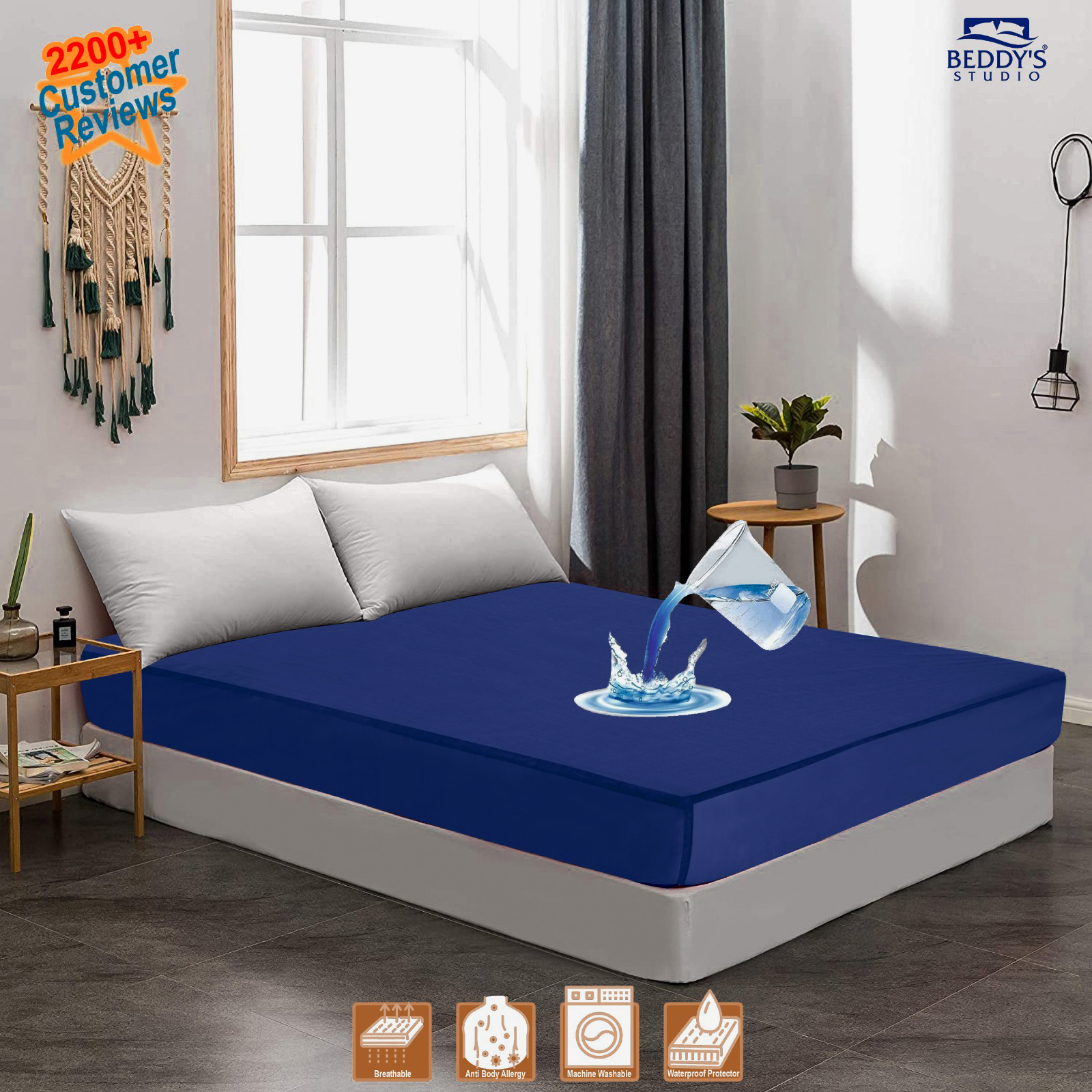 Waterproof Mattress Cover For Double Bed King Size Fitted Mattress Protector  Anti Slip Bed Sheet Beddy's Studio