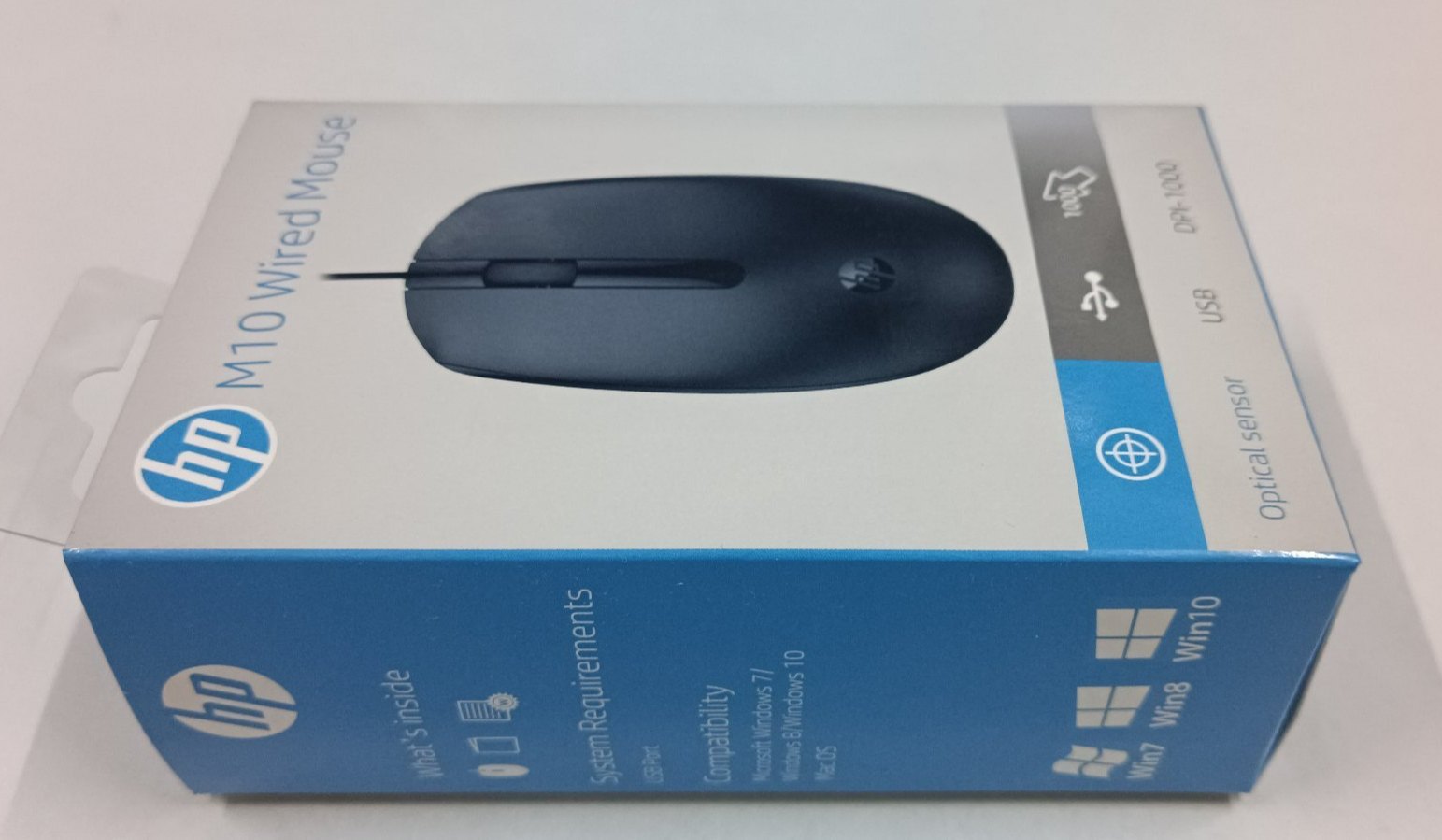 HP M10 Ergonomic Wired USB Mouse - High-Resolution Optical Sensor, Plug-and-Play, Black