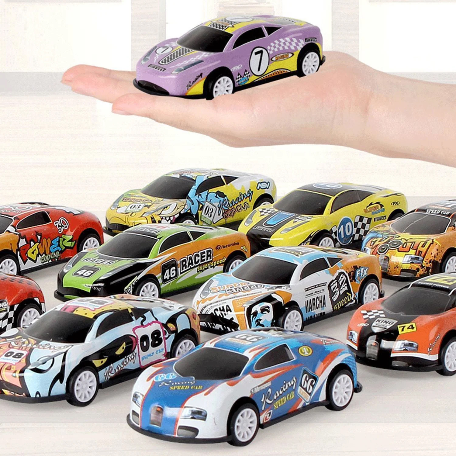 6 / 12 / 24 Pcs - Alloy Tin Metal Body Model Racing Pullback DieCast Car Toy Set - For Kids Boys Girls Baby Colorful Die Cast Vehicle Cars Toys Set Children Playing and enjoy Racing On Track Fun
