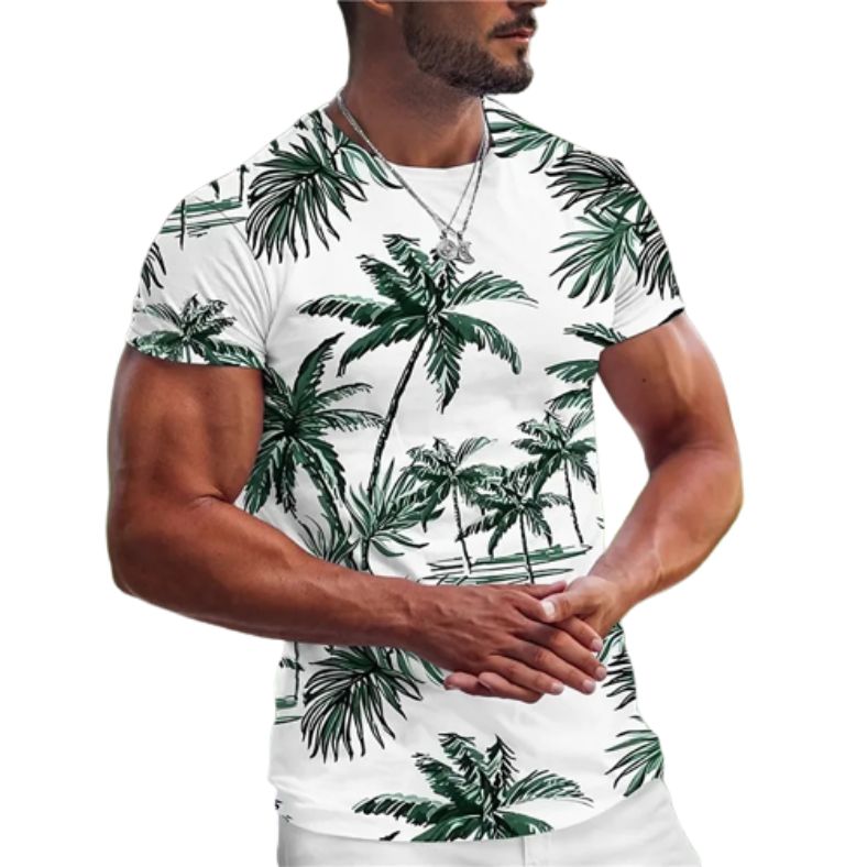 MK Garments -Men's T Shirt 3d Coconut Tree Printed Tops O-neck Hawaiian Short Sleeve Tees Fashion Beach Male Clothing
