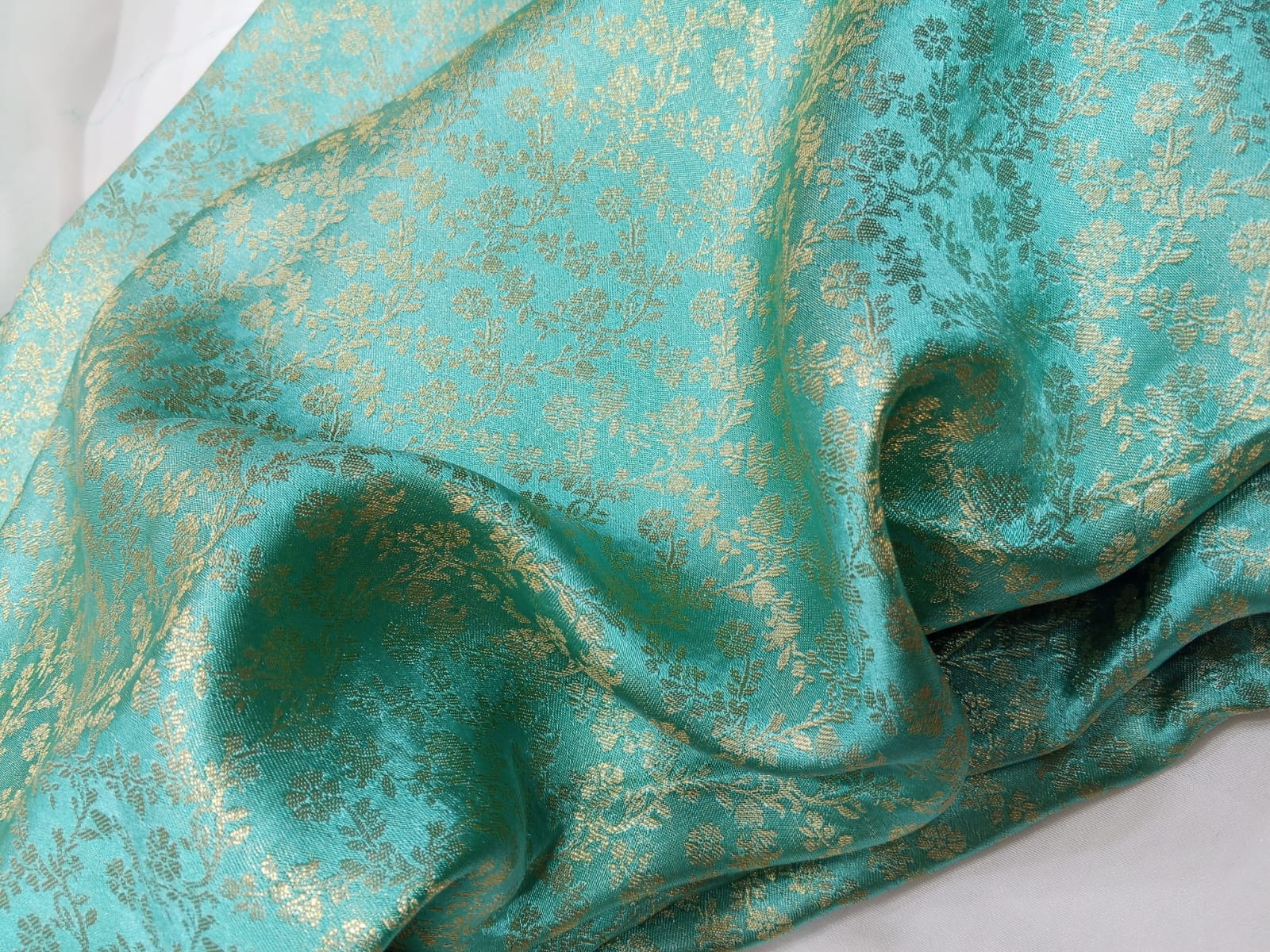 Sea Green Floral Banarsi Jamawar Fabric for Shirt/Trouser 2.5 Yard
