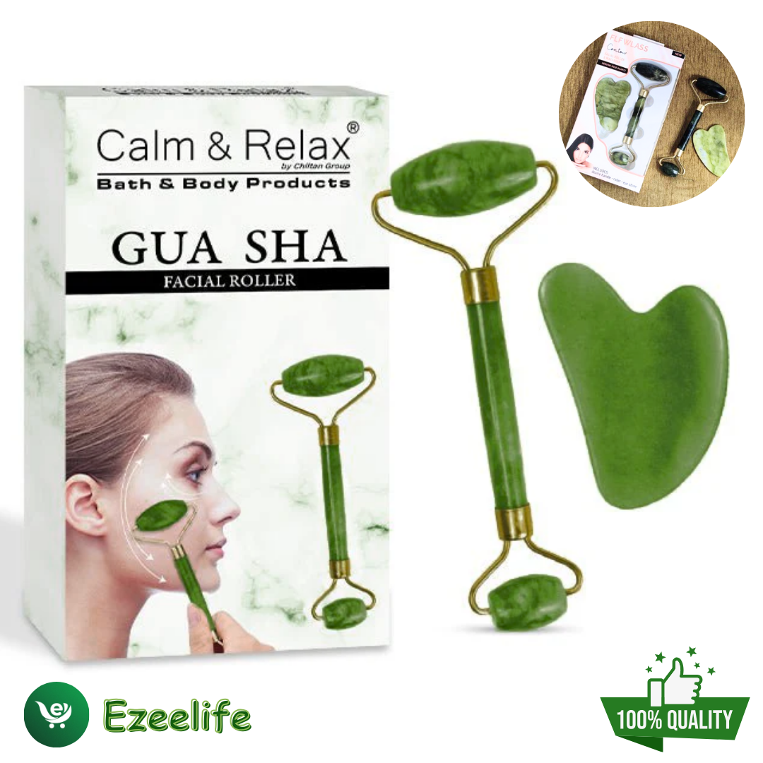 Natural gua sha stone and jade roller for face Massage facial roller