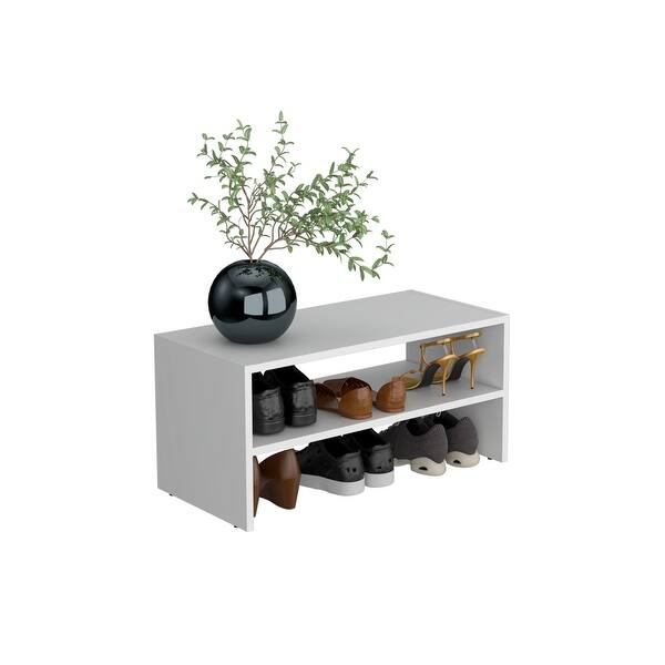 Engineered Wood Open Shoe Rack with 2 Shelves Storage for Living Room Home Office Wood Multipurpose Shoe Organizer Chappal Stand Furniture