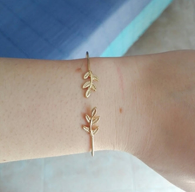 Leaf Bracelets & Bangles Fashion Open Bangle Women Cuff Bracelet