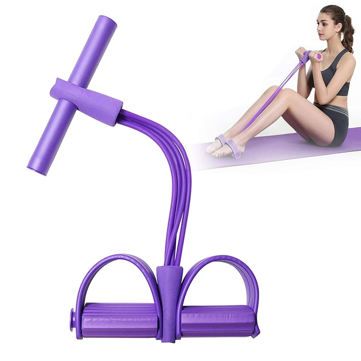 Fitness Four Latex Tubes Tummy Trimmer for Men & Women - Ab Exercise Equipement, Abdominal Workout for Home & Gym Use - Stomach, Abs, Belly Exercise