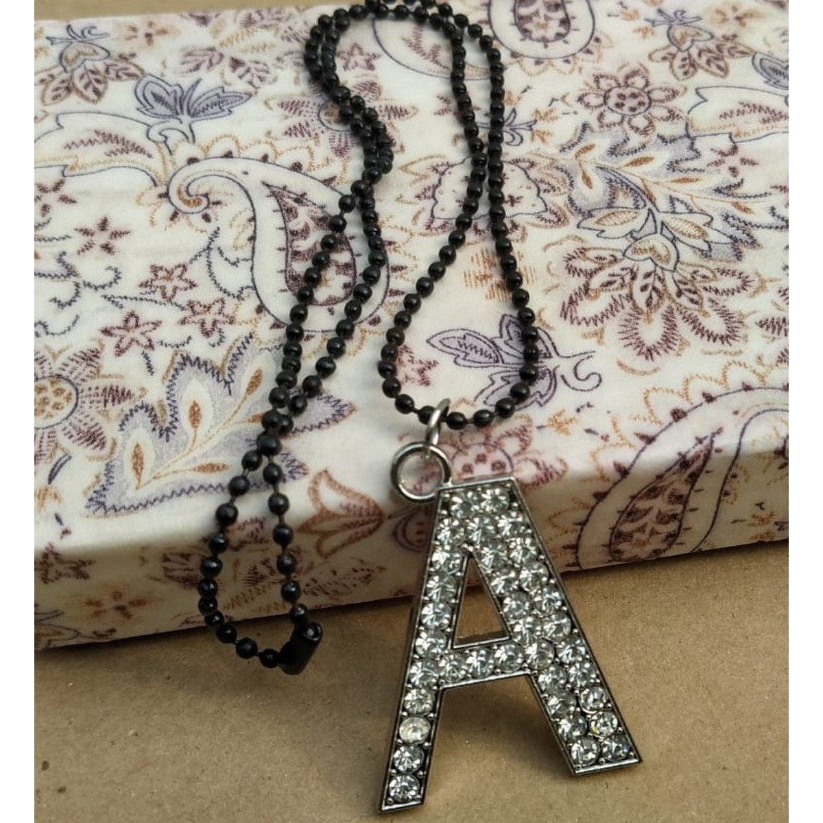 Black Chain Necklace with Silver A Pendant - Beautiful Alphabet Style Locket