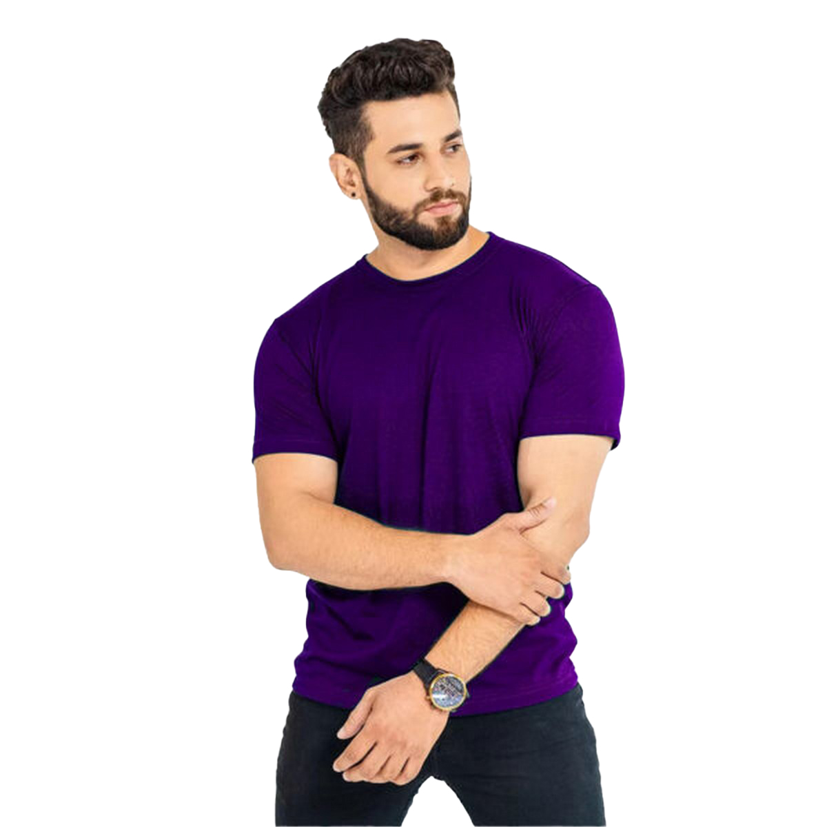 Basic Purple Half Sleeve Tshirt For men