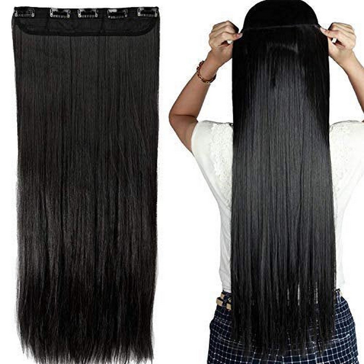 Synthetic Straight Hair Extension Black