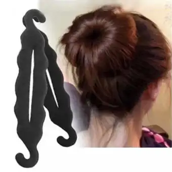 Pack Of 2 Magic Sponge Clip Hair Styling Foam Donut Bun Curler