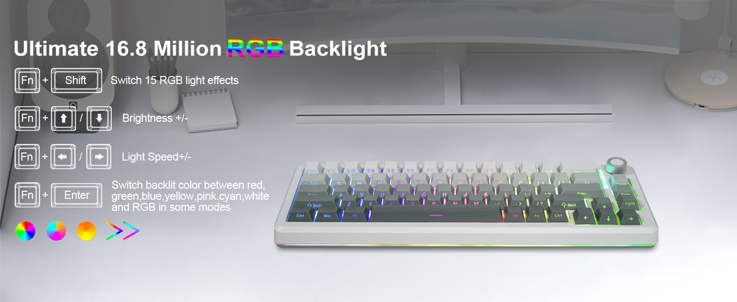 E-YOOSO Z-68 Tri-Mode Wireless 65% Mechanical Gaming Keyboard Gradient Gray RGB 68 Keys Hot Swappable Silver Wood Switches 24 11d25ae559d88f0bfd2c2095dc918a03