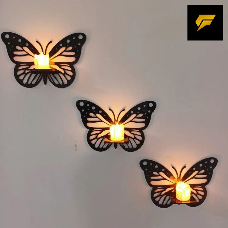 Butterfly Wall Shelf | Decorative Wooden Wall Art | Candle Holder & Wall Decor for Home