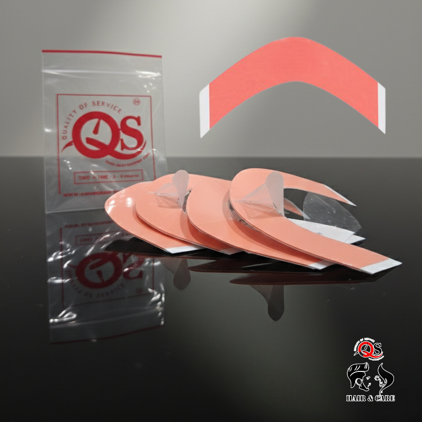 QS Strong Red Pink Wig Tape Strips – 20pcs Hair System Adhesive with Extra Grip | SensiTak Quality