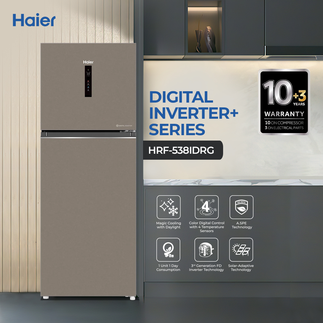 Haier 18.99 CFT Digital Inverter+ HRF-538IDRG+ - 3rd Gen FD Inverter - Magic Cooling - Brand Warranty