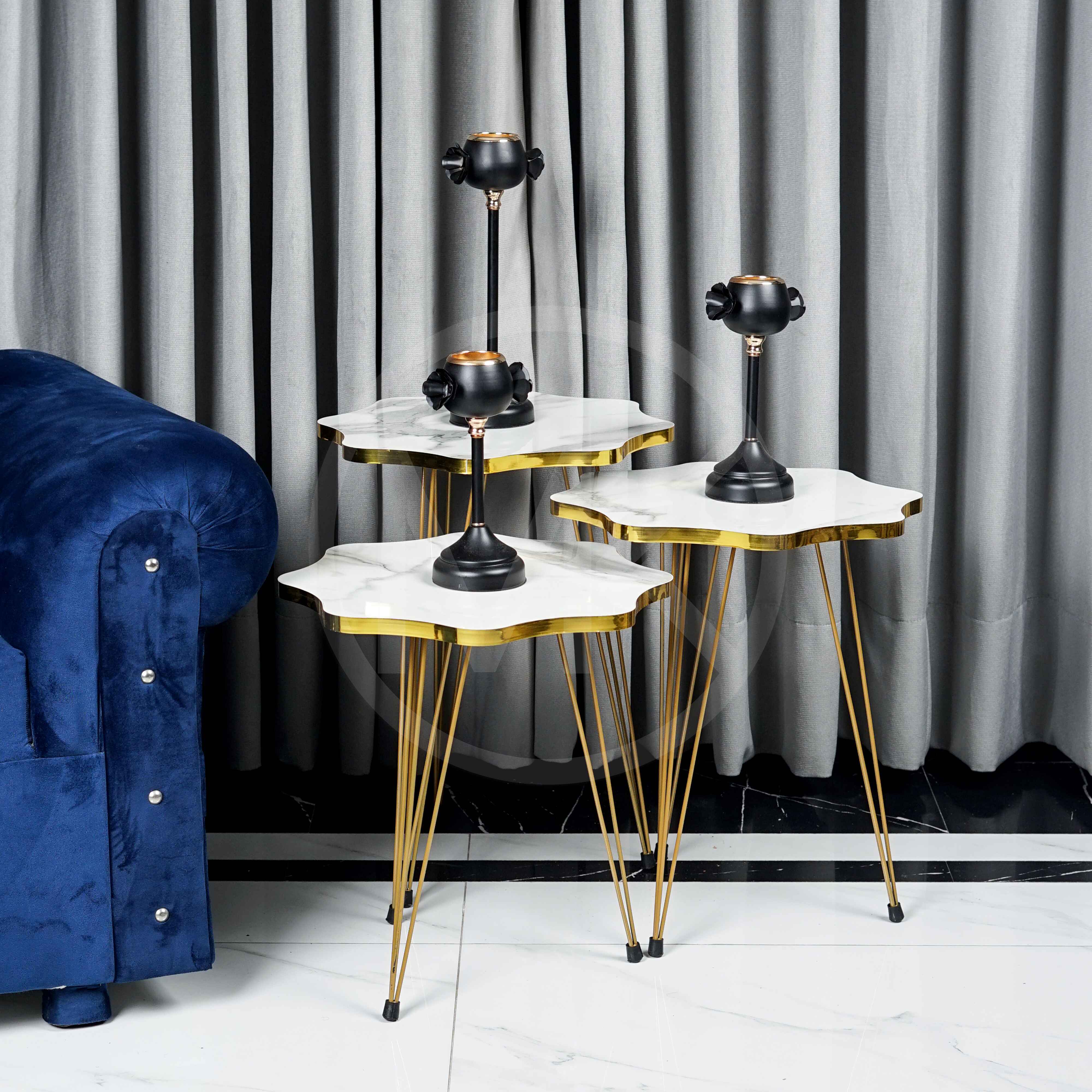 Gloss Nesting End Tables - Round Wood Stacking Coffee Side Accent Tables with Metal Legs for Living Room, Home Office, Nightstands for Bedroom, Sturdy Easy Assembly - 3 Piece Modern Nesting Table Living Room