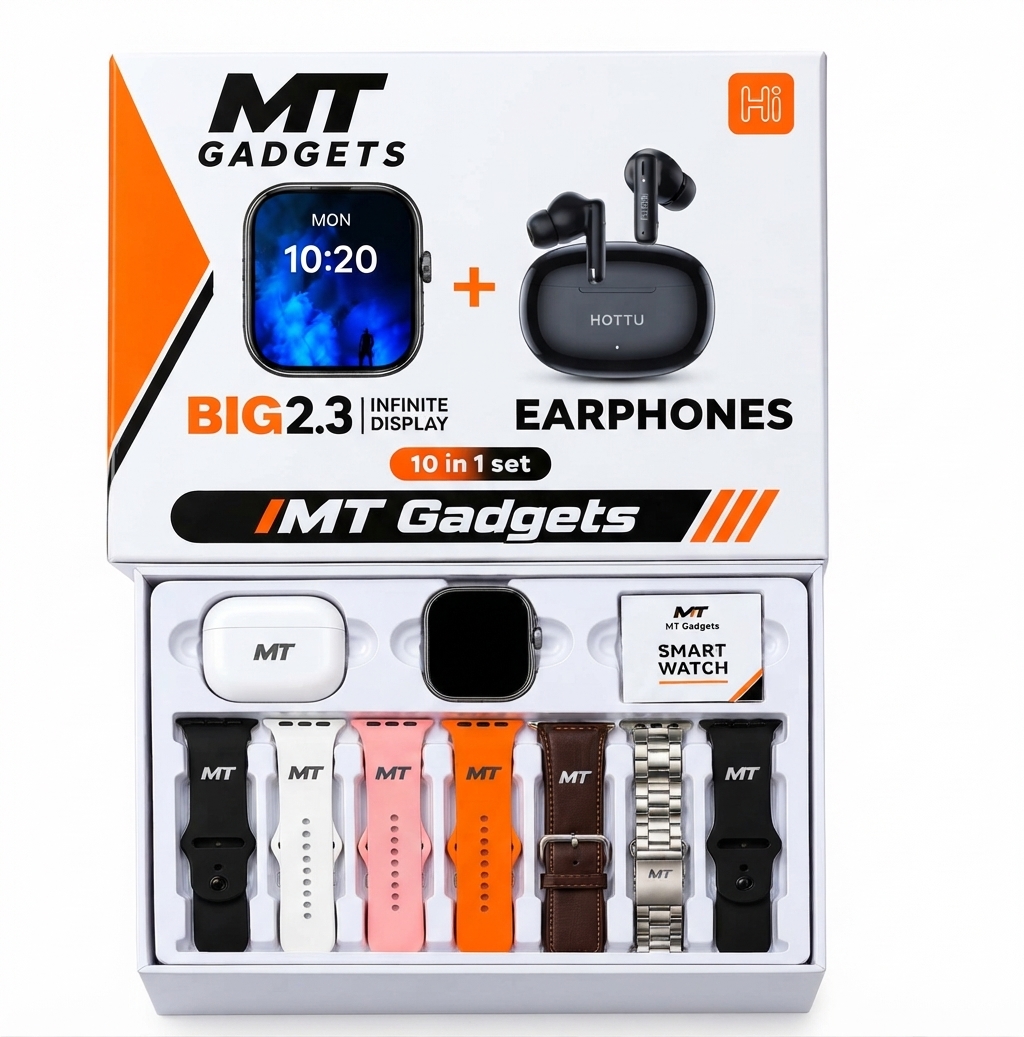 MT GADGETS SMART WATCH WITH 7 STRAPS AND BUDS SMART WATCH 4K WATCH