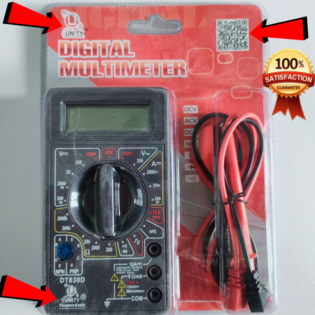 Original Unity DT830B With Buzzer LCD Digital Multimeter Electric ...