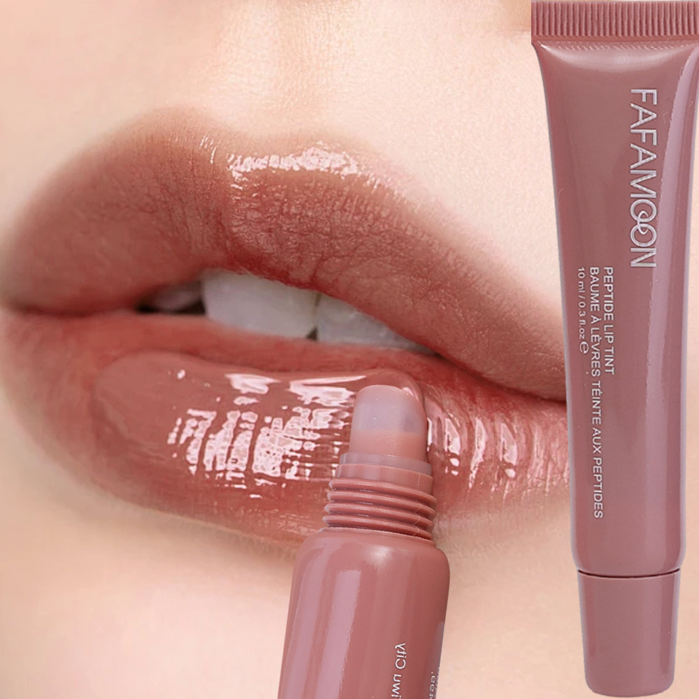 FAFAMOON Peptide Lip Gloss – Long-Lasting, Moisturizing, Non-Stick, No-Budge Lip Stain with Velvet, Mirror Finish – Plumping, Smooth, and Delicate for a Glass-Like Shine – Lip Makeup Cosmetic, Rhode Dupe, Perfect for All-Day Wear – Hydrating