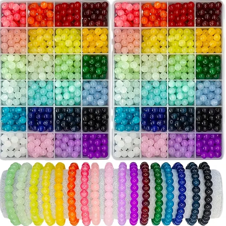 Premium 200PCS 8mm Glass Beads 10 Random Colors 20pcs Each for for Jewelry Making, DIY Bracelet Necklace Earring Keychain Craft Supplies, Smooth Glossy Loose Beads Organizer Kit  Alternative SEO-Friendly Titles