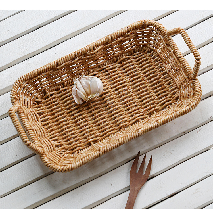 Rattan Weaving Breakfast Snack Bread Basket Household Desktop Snack Basket Coffee Table Candy Dried Fruit Tray Fruit Basket