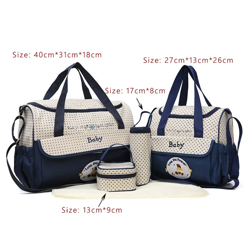 Diaper Bag Set for Mom Baby Travel Handbag Maternity Nappy Bag Insulated Bag 5 Pieces