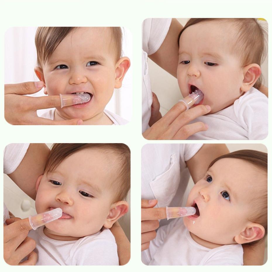 Soft Silicone Baby Finger Toothbrush - Gentle Rubber Tooth Brush for Teething Infants, Safe and Effective Oral Care for Babies