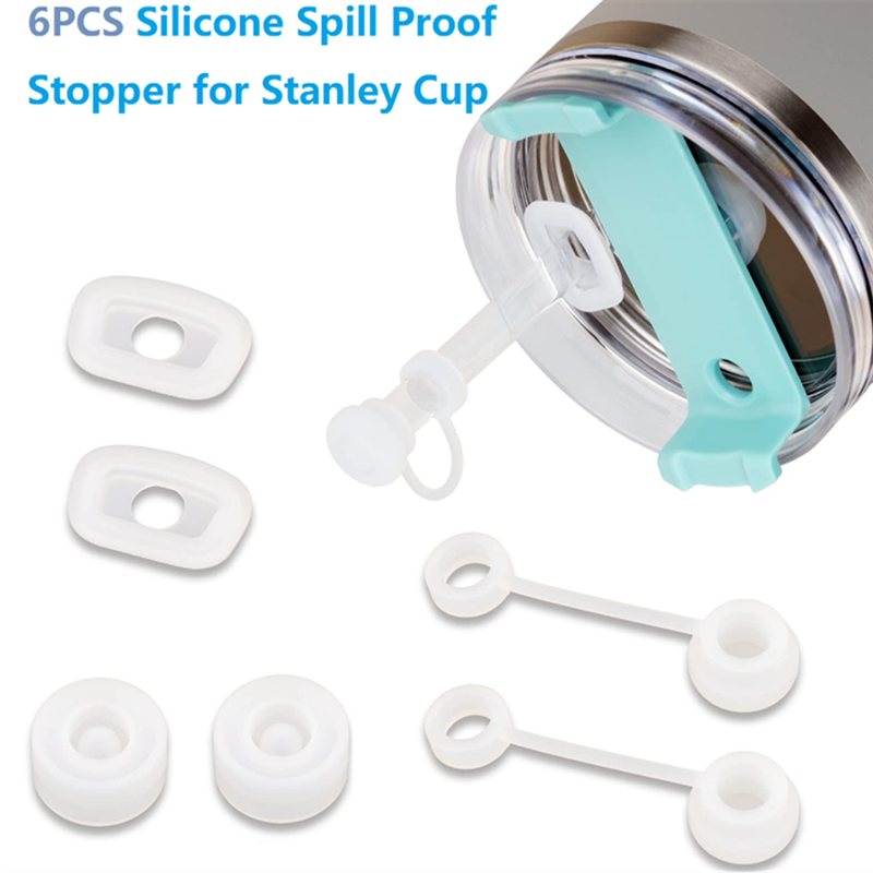 6pcs Silicone Spill Proof Stopper Set, Straw Cover Compatible With