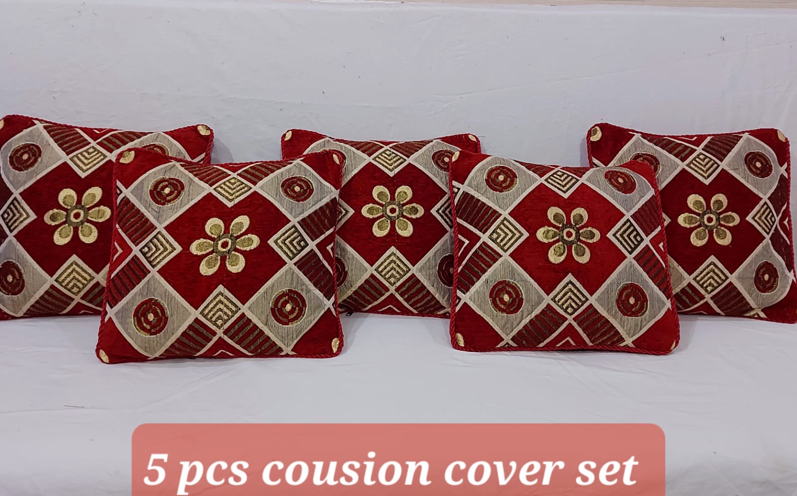 1PC Velvet Jacquard Cushion Cover 15x15 Inches High-Quality Velvet with Zip Closure